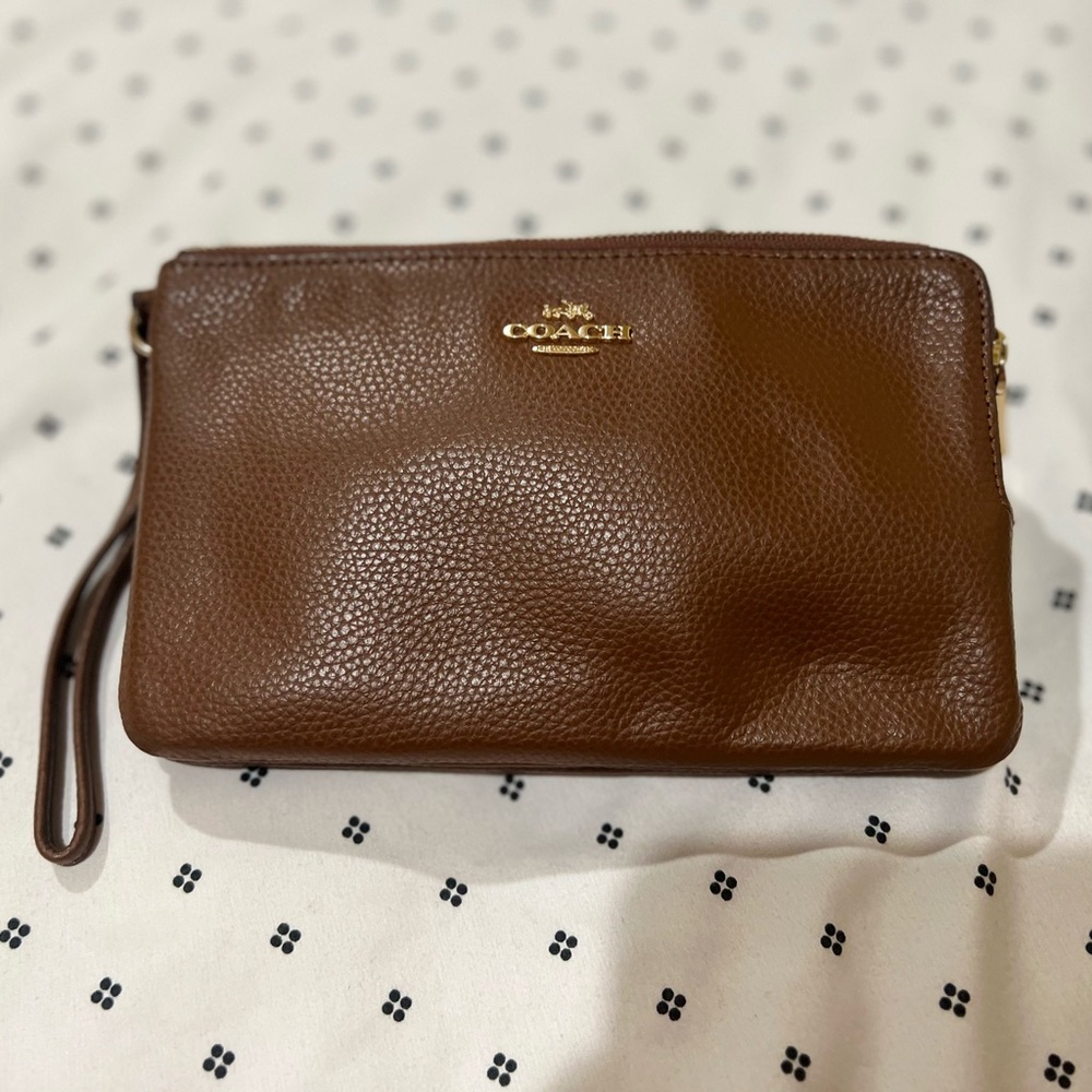 Coach Brown Leather Wristlet